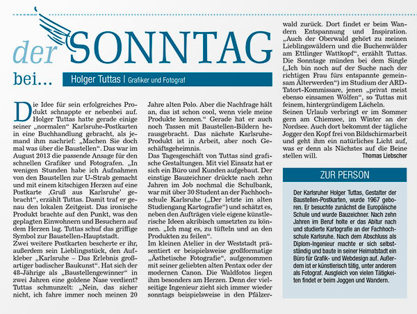Zeitungsartikel in der Sonntag